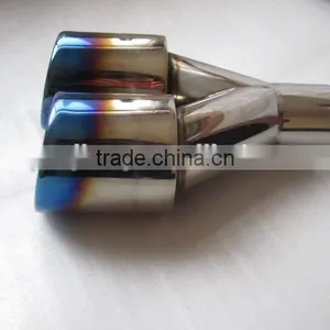 Blue Burnt Exhaust Dual Straight Tip Polished Stainless Steel thumbnail-2