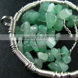 50mm Round Handmade Wiring Tree in Random Green Jade Jasper Stone Pendant Charm DIY Supplies 1820242 thumbnail-2