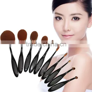 2016 Factory Offer WholeSale OEM New Fashion Girls Tops 10 Oval Make up Brush Set Cosmetic Toothbrush Makeup Brush thumbnail-1