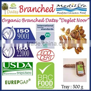 Organic Branched Dates Deglet Nour, Organic Branched Deglet Nour 500g Tray. Deglet Nour, Dates thumbnail-1