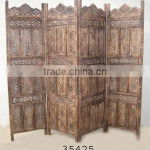 Manufacturer of Carved Wooden 4 Pannel Screen Partition thumbnail-1