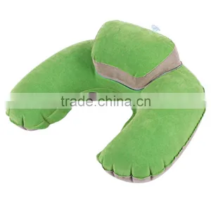 Inflatable U-shape Neck Pillow Flocking CushionTool for Outdoor Travel Camping Noon Break 4 Colors thumbnail-1