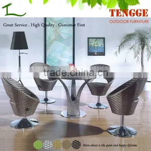Flat Rattan Wicker Bar Table and Chair Patio Bar Set thumbnail-1