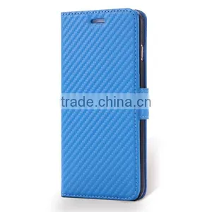 High Quality Carbon Fiber Pattern Wallet Flip Stand Leather Mobile Phone Case For IPhone 6S thumbnail-3