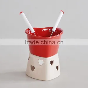 Ceramic Fondue Set With Forks,ceramic Solid Color Fonder Set,ceramic Chocolate Fondue Tools thumbnail-3
