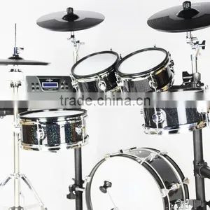 5 pc Black Wooden Digital Drum Set thumbnail-2