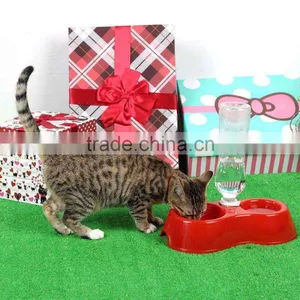 New Pet Dog Cat Puppy Automatic Water Dispenser Food Dish Bowl Feeder Skid 2 Bowls Dog Supplies Fountains thumbnail-1