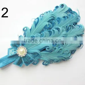 Curly Feather With Pearl Bead Rhinestone for Kids Hair Accessories thumbnail-2