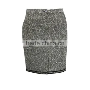 Ladies Latest Design Grey Yarn Tye Polyester Spandex Skirts thumbnail-2