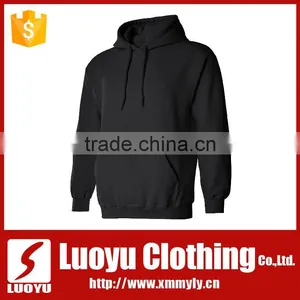 Mens Plain Black Pullover Hoodies Custom Hooded Sweatshirt thumbnail-2