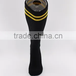 Custom Black Nylon Football Socks With Strip thumbnail-3