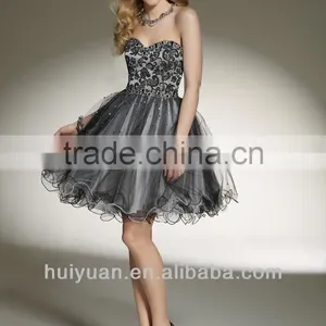 Tulle Brocade and Beaded Sweetheart Designer Cocktail Dresses thumbnail-1