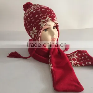 Children Pink and White Winter Knitting Kids Scarf Hat Glove 3pcs Sets thumbnail-2
