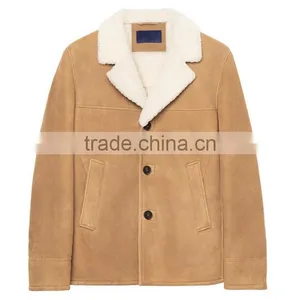 Popular Ochre Warm up Winter Coat Faux Leather Shearling Jackets Men 2017 thumbnail-2