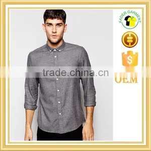 Soften Wash Shirt in Grey Marl With Long Sleeves thumbnail-1