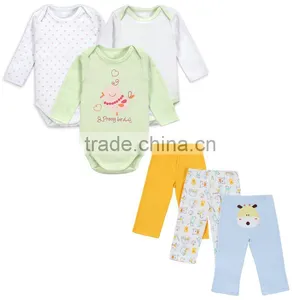 Newborn Baby Clothes Long Sleeves 100% Cotton Romper+Trousers Carters Baby Clothes thumbnail-3