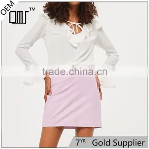 2017 OEM Hot Sale Long Sleeve White Chiffon Shirts for Ladies thumbnail-1