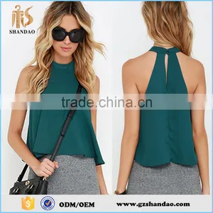 New Summer High Quality Sleeveless Plain Style Fashion Blouses From Garment Factories in China thumbnail-1