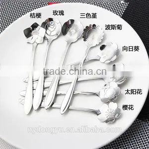 High Quality Stainless Steel Coffee Spoon /llg Gold Plate Cherry Flower Stainless Steel Tea Spoon /fancy Dinnerware Tableware thumbnail-4