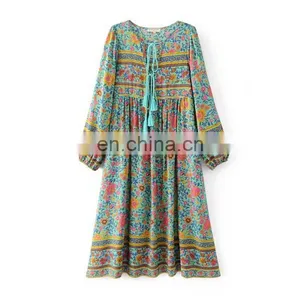 2018 Hot Sale Bohemia Style Woman Maxi Lady Dress thumbnail-2