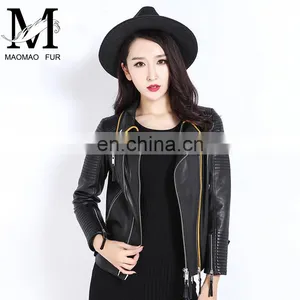 2017 Wholesale Women Real Leather Coat Lady Spring Overcoat thumbnail-4