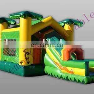 Hot Sale Jungle Theme Attractive Inflatable Castle With Slide CC076 thumbnail-1