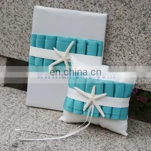 New Turquoise Wedding Sets(Wedding Guest Book and Pen Holder,flower Basket,ring Pillow,garter) thumbnail-6