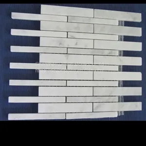 White Marble Brick Mosaic Tile Backsplash Mosaic thumbnail-3