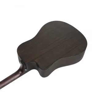 Textured 41 Inch Black Acoustic Guitar Wholesale OEM High Quality Guitar for Sale thumbnail-4