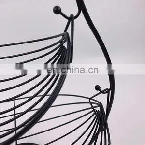Farmhouse Home Storage Kitchen Food Fruits Organizer Egg Mesh Wire Rack Metal 2 Tier Fruit Basket thumbnail-5