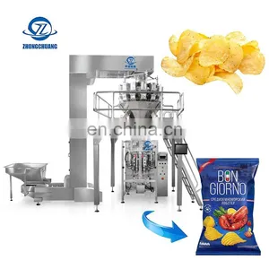 Corn Flake Dried Fruit Cassava Chips Biscuit Snack Puffed Food Pouch Envasadora Vertical Form Fill Seal VFFS Packing Machine thumbnail-1