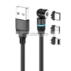 Wholesale 1M 2M 3PIN 540 Rotation Fast Charging Type C 3 In 1 Usb Charging Cable Magnetic Data Cable for Iphone thumbnail-2
