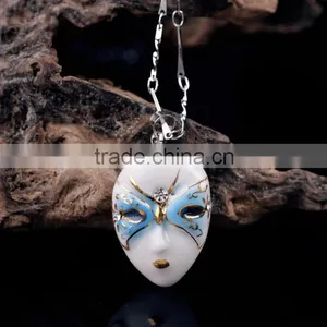 Phantom of the Opera Enamel Famille Rose Porcelain Glazed Pendant Necklace thumbnail-3