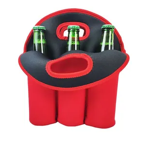 Custom Color High Quality Insulated Neoprene 6 Pack Wine Beer Bottle Cooler Tote Bag Holder for Party thumbnail-3