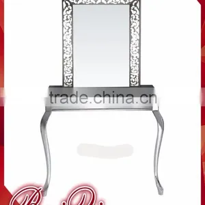 Beiqi 2016 Hot Silver Stainless Steel Engraving Mirror Station Makeup Mirror Unit Used Beauty Salon Furniture for Sale thumbnail-1