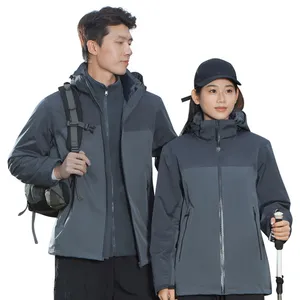 Customized Logo Three in One Double Layer Soft Shell Raincoat Waterproof Breathable Windproof Outdoor Stormtrooper thumbnail-5