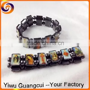Wood Bracelet With Epoxy Logo Sticker thumbnail-1