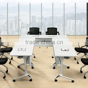 Wood Top Office Furniture Long Table Steel Frame Foldable Table thumbnail-1