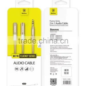 Baseus Jack 26cm 2 in 1 Audio Cable for Mobile Phone Headphone Fluency Series Female to Male 3.5mm Stereo Audio Cable MT-5737 thumbnail-6