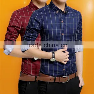China Long Sleeve Double Collar Fancy Shirts for Men Fashion Check Shirts thumbnail-1