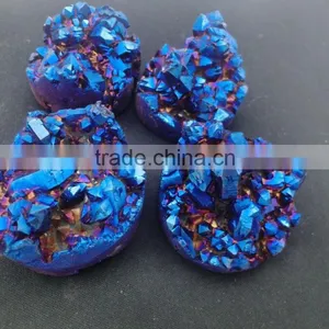Assorted Double Electroplated Druzy Loose Cabochon, Titanium Coated Oval Shape Cabochon thumbnail-4