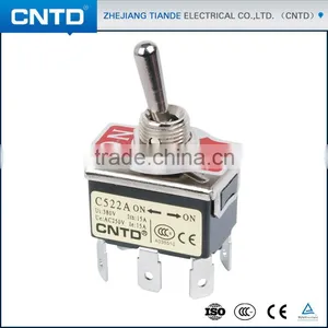 CNTD Yueqing Manufacturer Showerproof Mini Switch Toggle ON-ON DPDT 15A 125VAC C522B thumbnail-1