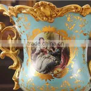 Antique Brass European Porcelain Flower Pots for Home Deco thumbnail-4