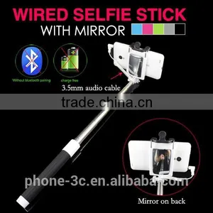 Best Seller Product 2015 Wired Foldable Selfie Stick With Mirror, Monopod Selfie Stick for Nokia Lumia 1520 thumbnail-6