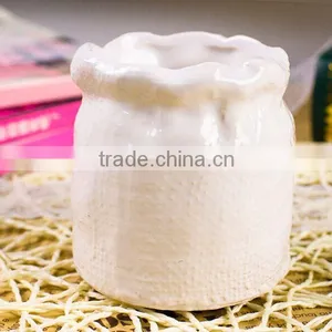 Ceramic Circular Sack Flower Pen Pot, Mini Pen Pot thumbnail-3