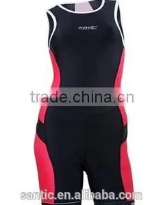 Santic Triathlon Skinsuit Women Singlet Skin Cycling Padded Tri Suit Clothing thumbnail-1
