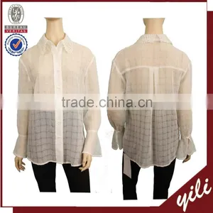 2016 Long Sleeve Organza Ladies Office Wear Designs Blouse thumbnail-1