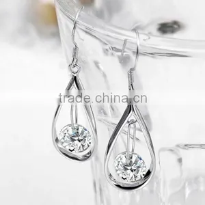 925 Sterling Silver Earrings,Crystal Heart Drop Earrings thumbnail-2