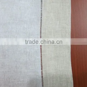Monogram White Linen Table Runner With Natural Border thumbnail-4