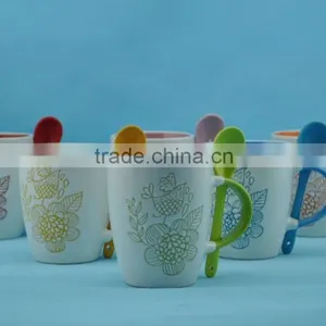 Promotional Ceramic Coffee Mug With Spoon thumbnail-1